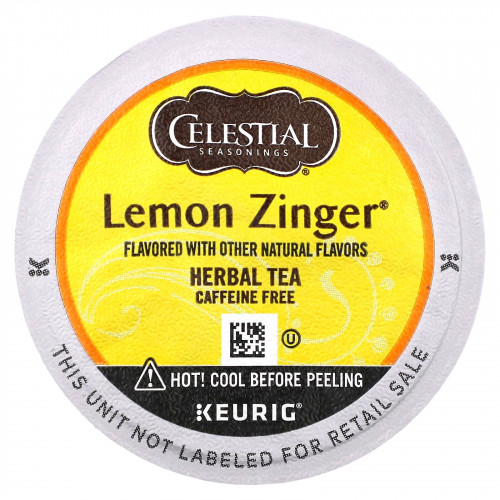 Celestial Seasonings, травяной чай, Zinger, лимон, без кофеина, 12 K-Cup капсул по 3,2 г (0,11 унции)