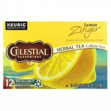 Celestial Seasonings, травяной чай, Zinger, лимон, без кофеина, 12 K-Cup капсул по 3,2 г (0,11 унции)