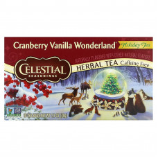 Celestial Seasonings, травяной чай к празднику, клюква и ваниль, без кофеина, 18 чайных пакетиков, 38 г (1,3 унции)