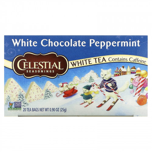 Celestial Seasonings, белый чай, белый шоколад и перечная мята, 20 чайных пакетиков, 25 г (0,9 унции)