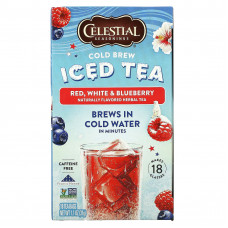 Celestial Seasonings, Холодный чай со льдом, красный, белый и голубика, без кофеина, 18 чайных пакетиков, 31 г (1,1 унции)