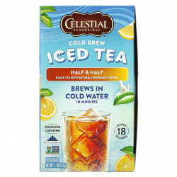 Celestial Seasonings, Холодный чай, половина и половина черного чая с натуральным лимонадом, 18 чайных пакетиков, 33 г (1,1 унции)