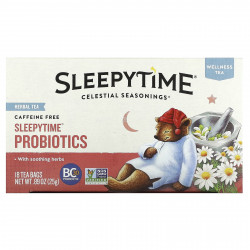 Celestial Seasonings, Wellness, травяной чай, пробиотики для сна, без кофеина, 18 чайных пакетиков по 25 г (0,89 унции)