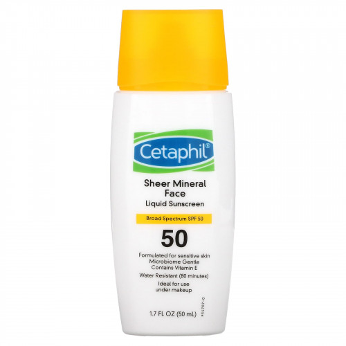 Cetaphil, Минеральное жидкое солнцезащитное средство для лица, SPF 50, 50 мл (1,7 жидк. Унции)