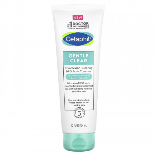 Cetaphil, Gentle Clear, очищающее средство от акне с БПО, 124 мл (4,2 жидк. Унции)