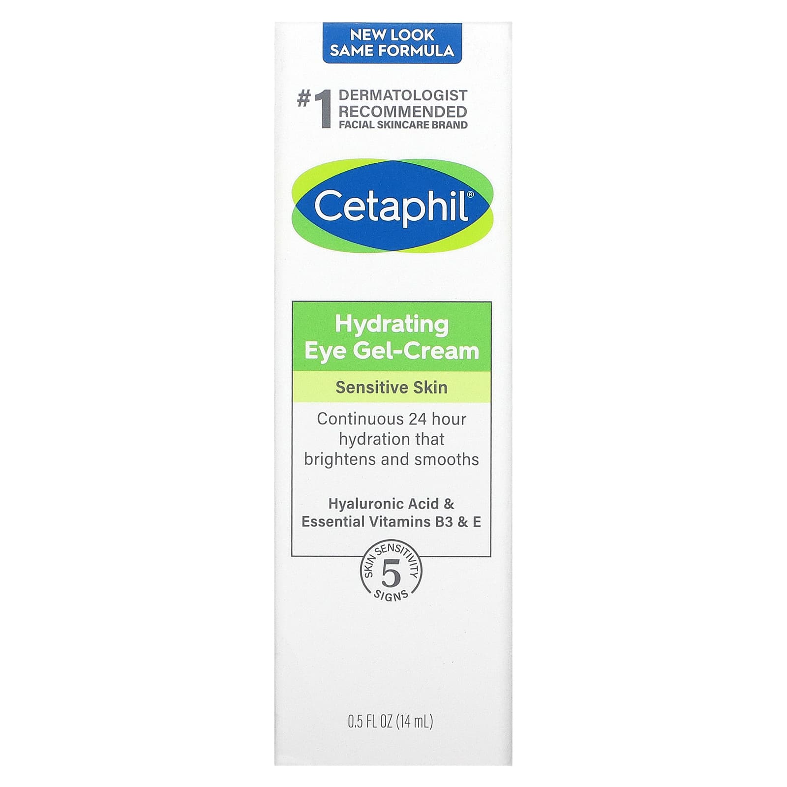 Cetaphil, увлажняющий гель-крем для глаз с гиалуроновой кислотой, 14 г (0,5 унции)