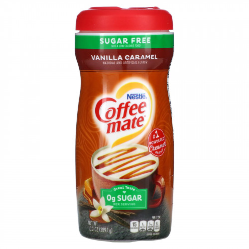 Coffee Mate, Кофейные сливки в порошке, без сахара, ваниль и карамель, 289,1 г (10,2 унции)