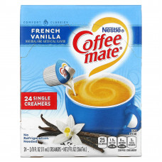 Coffee Mate, Жидкие сливки для кофе, французская ваниль, 24 сливки, 11 мл (3/8 жидк. Унции)