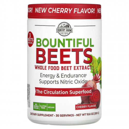 Country Farms, Bounful Beets, экстракт цельной свеклы, вишневый вкус, 300 г (10,6 унции)