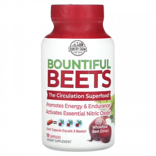 Country Farms, Bounful Beets, экстракт цельной свеклы, 90 капсул