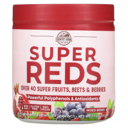 Country Farms, Super Reds, смесь фруктов, корнеплодов и ягод, со вкусом ягодного ассорти, 200 г (7,1 унции)