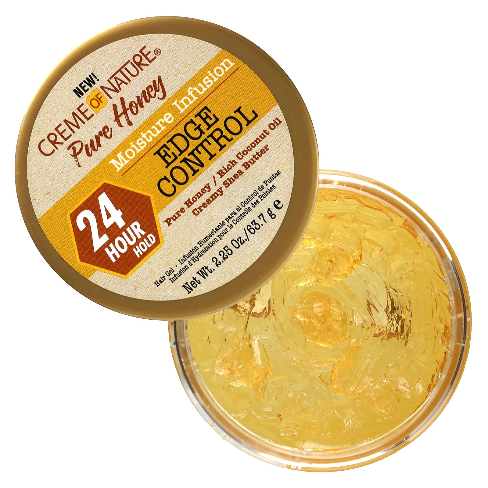 Creme Of Nature, Pure Honey, Moisture Infusion, гель для волос, контролирующий контуры волос, 63,7 г (2,25 унции)