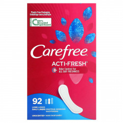 Carefree, Acti-Fresh, ежедневные вкладыши, длинные, без запаха, 92 вкладыша