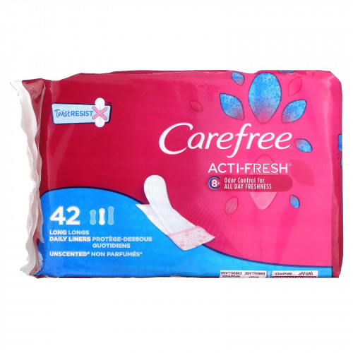 Carefree, Acti-Fresh, ежедневные вкладыши, обычные, без запаха, 42 шт.