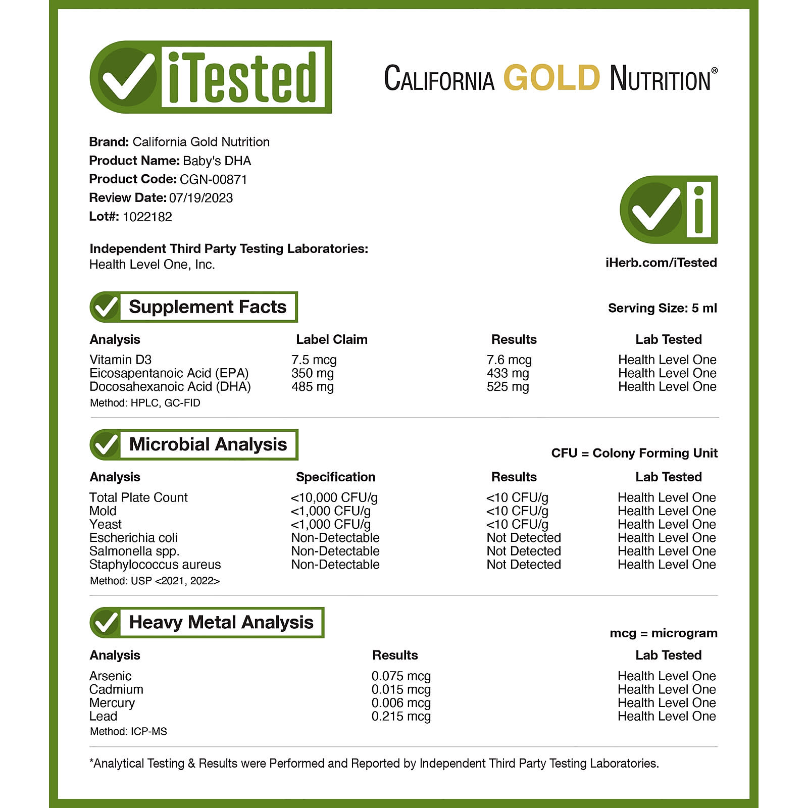 California Gold Nutrition, ДГК для детей, омега-3 с витамином D3, 1050 мг, 59 мл (2 жидк. унции)