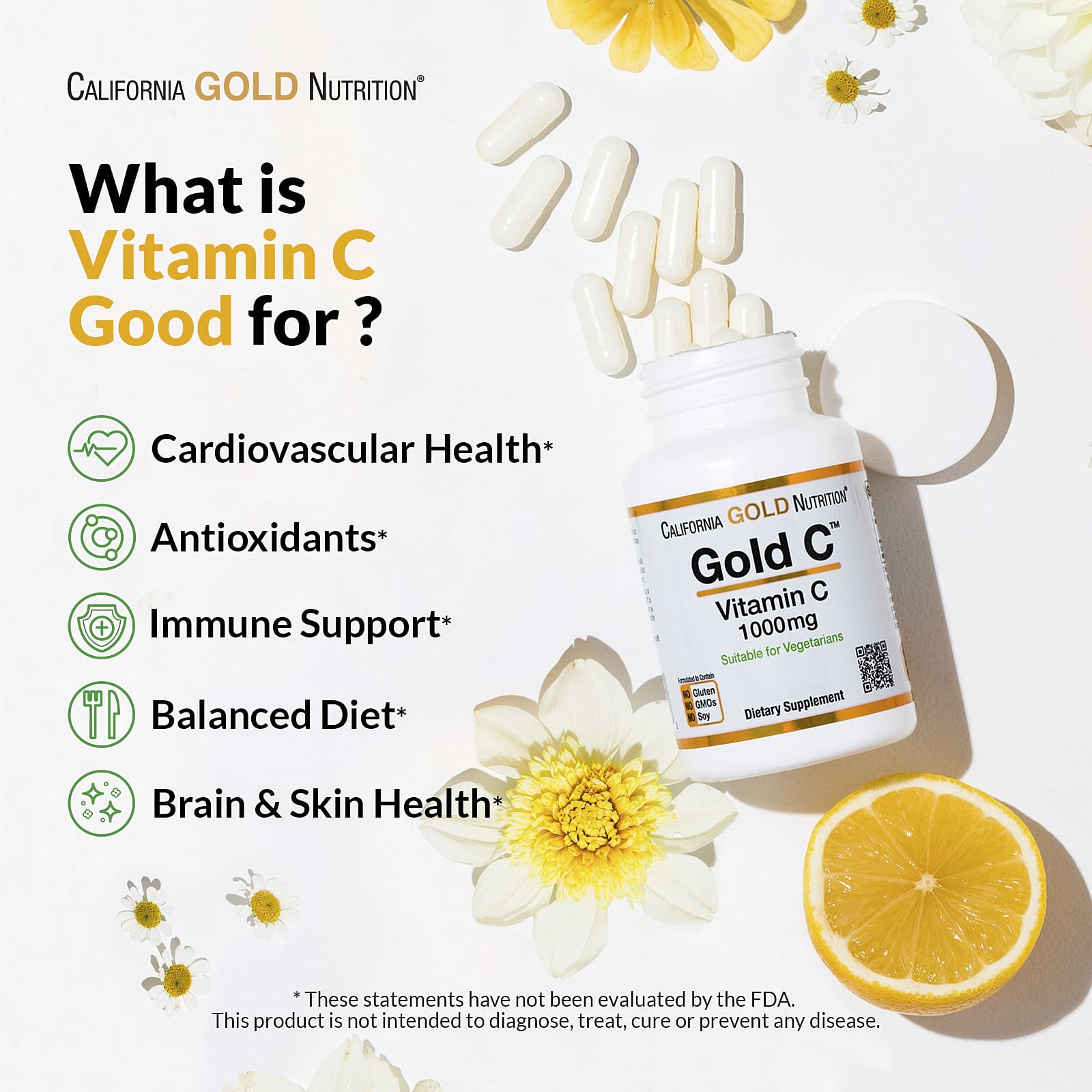 California Gold Nutrition, Gold C, витамин C класса USP, 1000 мг, 60 вегетарианских капсул