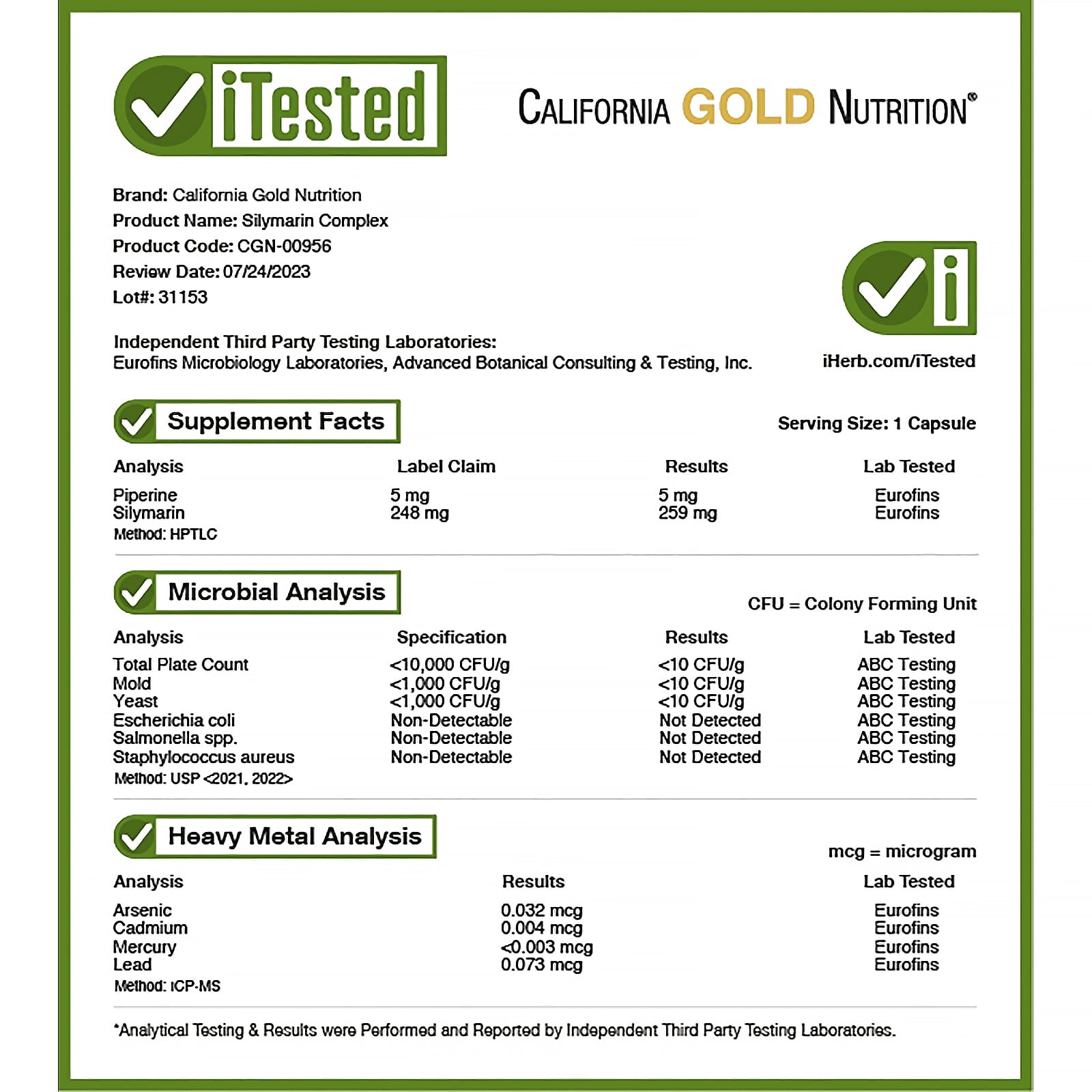 California Gold Nutrition, Комплекс силимарина, экстракт расторопши с одуванчиком, артишок, комплекс куркумина C3, имбирь и BioPerine®, 120 растительных капсул