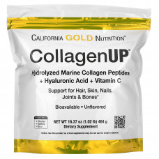 California Gold Nutrition, CollagenUP, гидролизованные пептиды морского коллагена, гиалуроновая кислота и витамин C, с нейтральным вкусом, 464 г (16,37 унции)