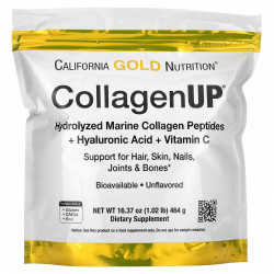 California Gold Nutrition, CollagenUP, гидролизованные пептиды морского коллагена, гиалуроновая кислота и витамин C, с нейтральным вкусом, 464 г (16,37 унции)