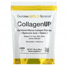 California Gold Nutrition, CollagenUP, гидролизованные пептиды морского коллагена с гиалуроновой кислотой и витамином C, с нейтральным вкусом, 206 г (7,26 унции)