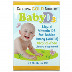 California Gold Nutrition, жидкий витамин D3 для детей, 10 мкг (400 МЕ), 10 мл (0,34 жидк. унции)
