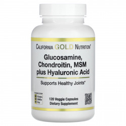 California Gold Nutrition, Глюкозамин, хондроитин и МСМ с гиалуроновой кислотой, 120 растительных капсул