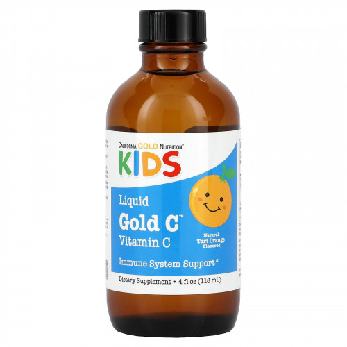 California Gold Nutrition, витамин C в жидкой форме для детей, класса USP, со вкусом терпкого апельсина, 118 мл (4 жидк. унции)