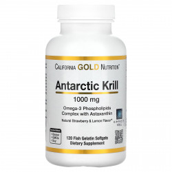 California Gold Nutrition, масло антарктического криля, комплекс фосфолипидов из омега-3 с астаксантином, натуральный клубнично-лимонный вкус, 1000 мг, 120 капсул из рыбьего желатина