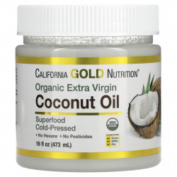 California Gold Nutrition, SUPERFOODS, органическое нерафинированное кокосовое масло первого холодного отжима, 473 мл (16 жидк. унций)