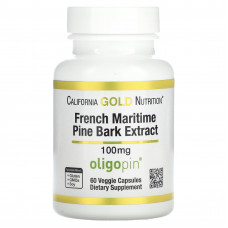 California Gold Nutrition, Oligopin, экстракт коры французской приморской сосны, 100 мг, 60 растительных капсул