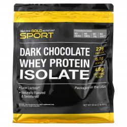 California Gold Nutrition, SPORT, изолят сывороточного протеина со вкусом темного шоколада, 907 г (2 фунта)