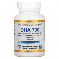 California Gold Nutrition, DHA 700, рыбий жир фармацевтической степени чистоты, 1000 мг, 30 рыбно-желатиновых капсул