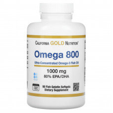 California Gold Nutrition, омега 800, рыбий жир, 80% ЭПК/ДГК, в форме триглицеридов, 1000 мг, 90 капсул из рыбьего желатина