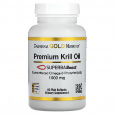 California Gold Nutrition, масло криля премиального качества с SUPERBABoost, 1000 мг, 60 капсул из рыбьего желатина