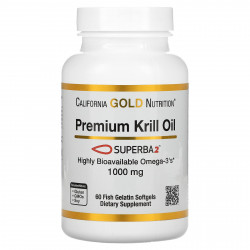 California Gold Nutrition, масло криля премиального качества с Superba2, 1000 мг, 60 капсул из рыбьего желатина