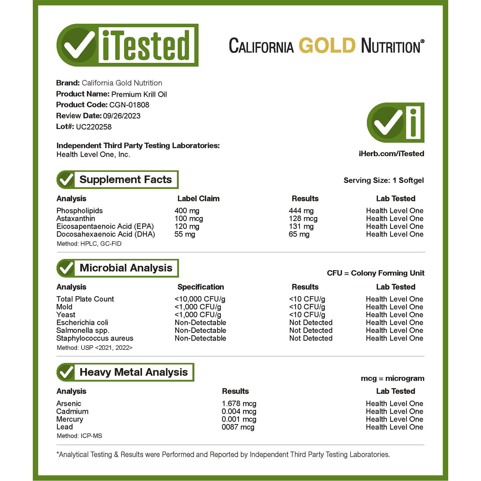 California Gold Nutrition, масло криля премиального качества с Superba2, 1000 мг, 60 капсул из рыбьего желатина