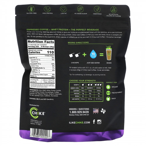 Chike Nutrition, Холодный кофе с высоким содержанием протеина, карамель, 420 г (14,8 унции)