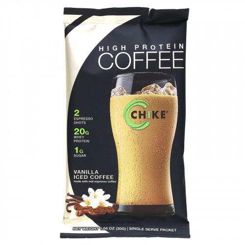 Chike Nutrition, Кофе со льдом с высоким содержанием протеина, ваниль, 12 пакетиков по 30 г (1,04 унции)