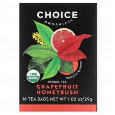 Choice Organic Teas, Herbal Tea, грейпфрут и ханибуш, без кофеина, 16 чайных пакетиков, 29 г (1,02 унции)