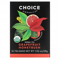 Choice Organic Teas, Herbal Tea, грейпфрут и ханибуш, без кофеина, 16 чайных пакетиков, 29 г (1,02 унции)