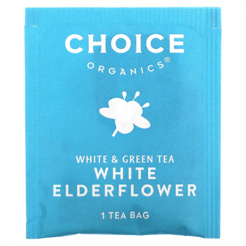 Choice Organic Teas, Белый и зеленый чай, белая бузина, 16 чайных пакетиков, 24 г (0,85 унции)