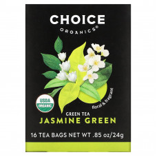 Choice Organic Teas, Green Tea, зеленый жасмин, 16 чайных пакетиков, 24 г (0,85 унции)