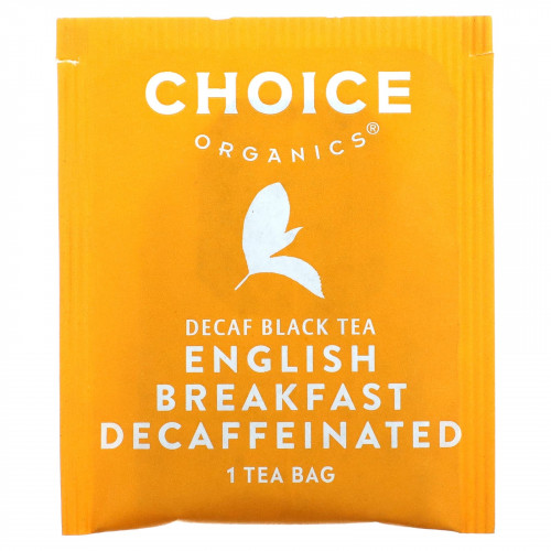 Choice Organic Teas, Черный чай без кофеина, английский завтрак без кофеина, 16 чайных пакетиков, 32 г (1,12 унции)