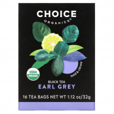 Choice Organic Teas, Black Tea, Earl Grey, 16 чайных пакетиков, 32 г (1,12 унции)