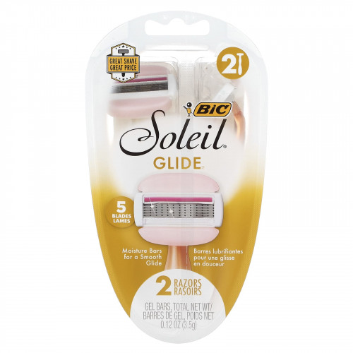 BIC, Soleil Glide, одноразовые бритвенные станки, 2 шт.