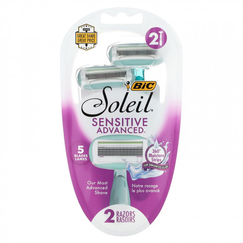 BIC, Soleil Sensitive Advanced, одноразовые бритвенные станки, 2 шт.