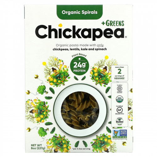 Chickapea, Органические спирали + зелень, 227 г (8 унций)