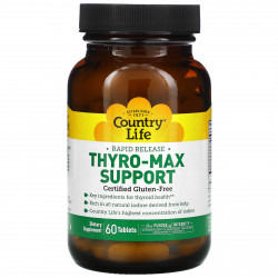 Country Life, Thyro-Max Support, поддержка щитовидной железы, 60 таблеток