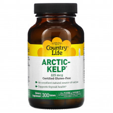 Country Life, Arctic-Kelp, арктические бурые водоросли, 225 мкг, 300 таблеток