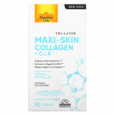 Country Life, Tri Layer Maxi-Skin Collagen, коллаген с витаминами C и A, 90 таблеток